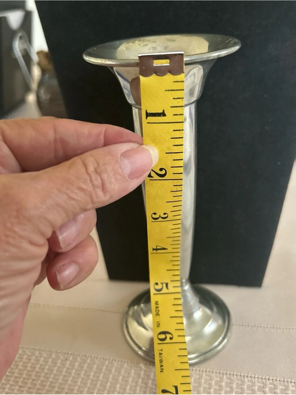 Polished Pewter Taper Bud Vase - Sleek Home Accent